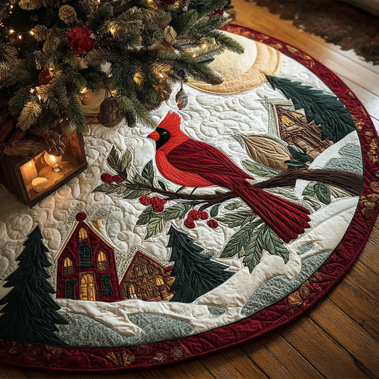 Cardinal Bloom Christmas Quilted Tree Skirt NCU0DK10414