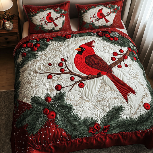 Cardinal Charm 3-Piece Quilted Bedding Set NCU0DK10468