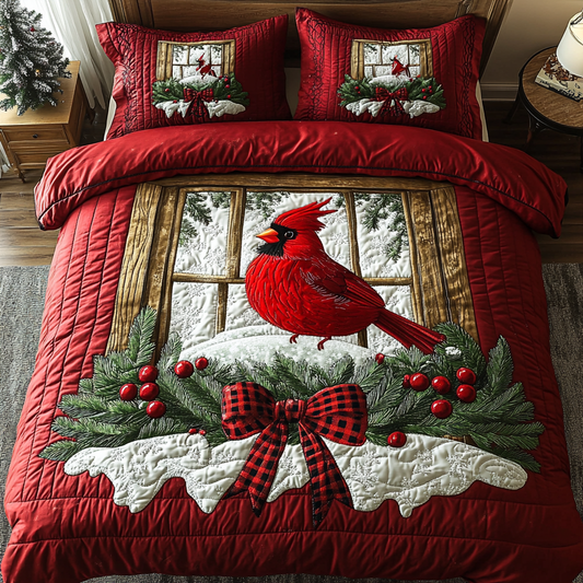 Cardinal Charm 3-Piece Quilted Bedding Set NCU0DK9942
