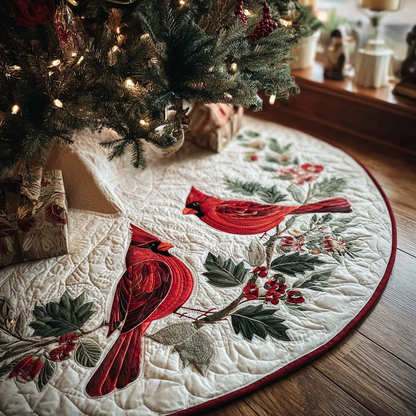 Cardinal Charm Christmas Quilted Tree Skirt NCU0DK10410
