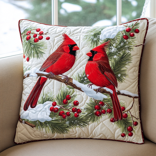 Cardinal Christmas Delight Quilted Pillow Case NCU0DK3523