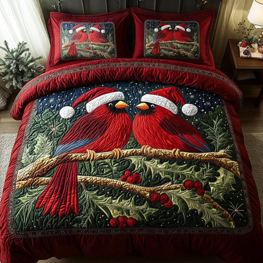 Cardinal Companions 3-Piece Quilted Bedding Set NCU0DV7370