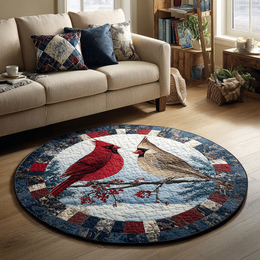 Cardinal Couple Quilted Round Mat NCU0HH003