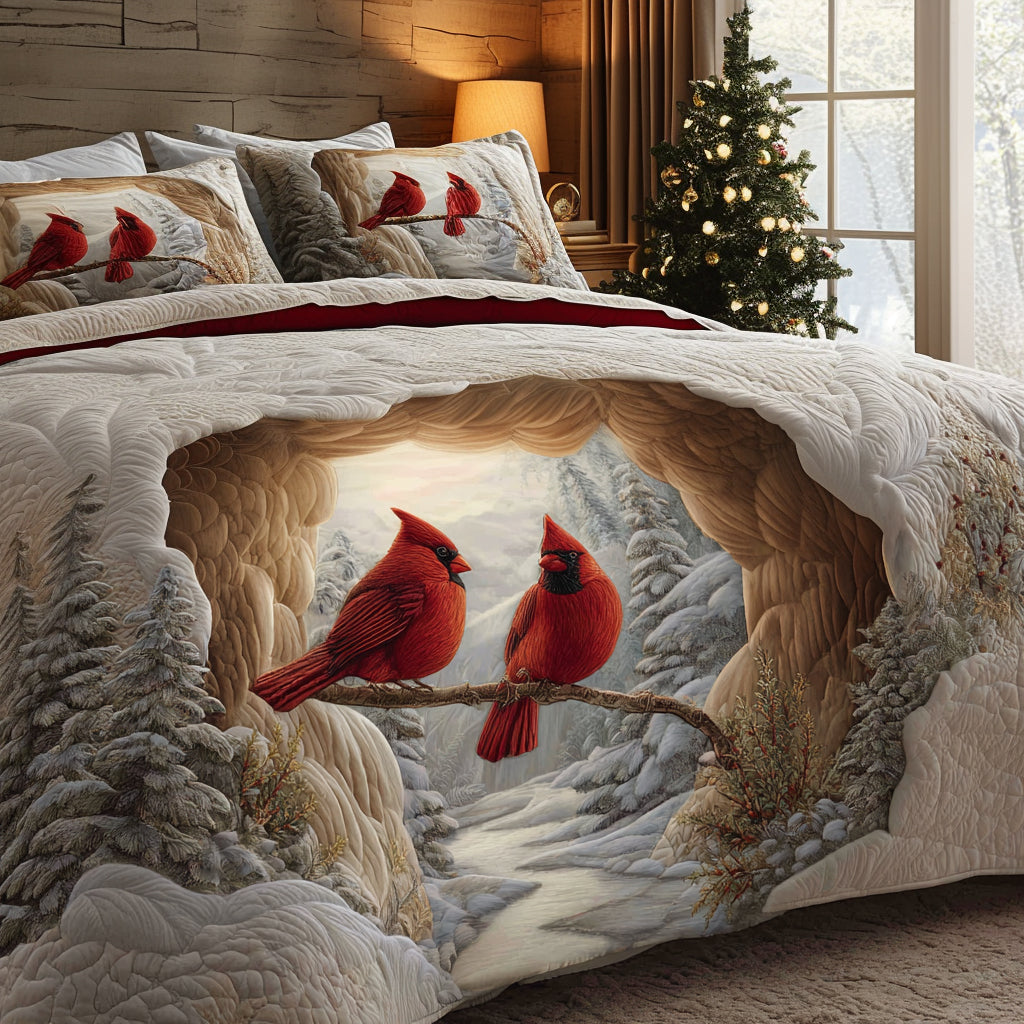 Cardinal Dream 3-Piece Quilted Bedding Set NCU0DV8921