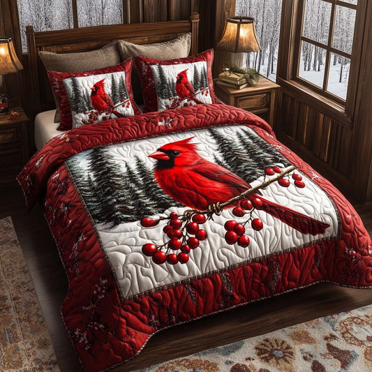 Cardinal Dreams 3-Piece Quilted Bedding Set NCU0NT10428