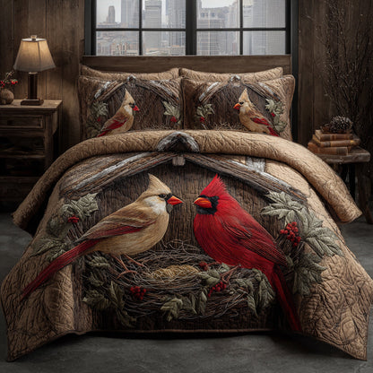 Cardinal Echo 3-Piece Quilted Bedding Set NCU0DV8925