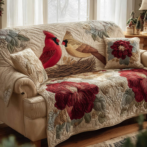 Cardinal Floral Nest Quilted Sofa Cover NCU0HH1618