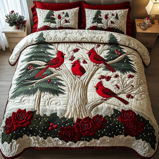 Cardinal Forest 3-Piece Quilted Bedding Set NCU0DK9939