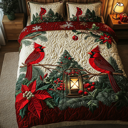 Cardinal Glow 3-Piece Quilted Bedding Set NCU0DK10464