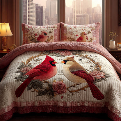 Cardinal Glow 3-Piece Quilted Bedding Set NCU0DV8919
