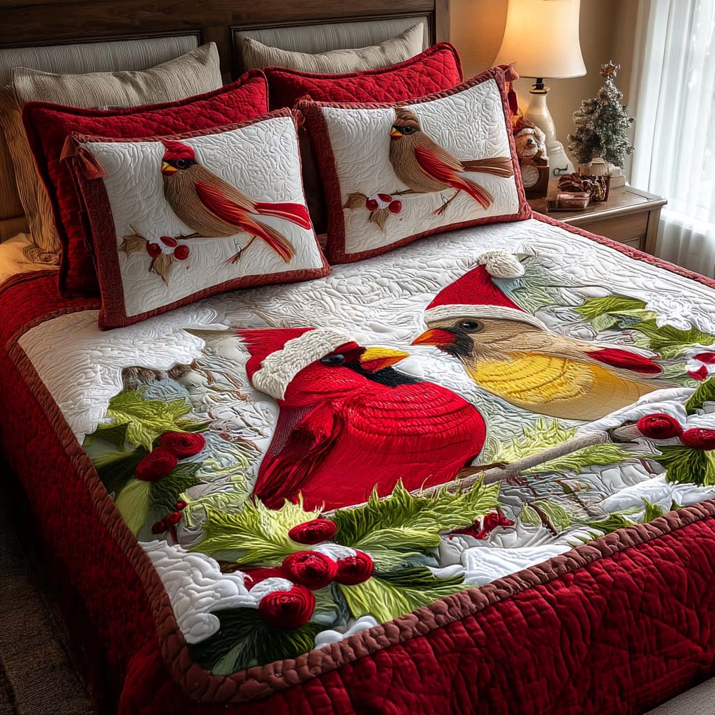 Cardinal Glow 3-Piece Quilted Bedding Set NCU0NT10431