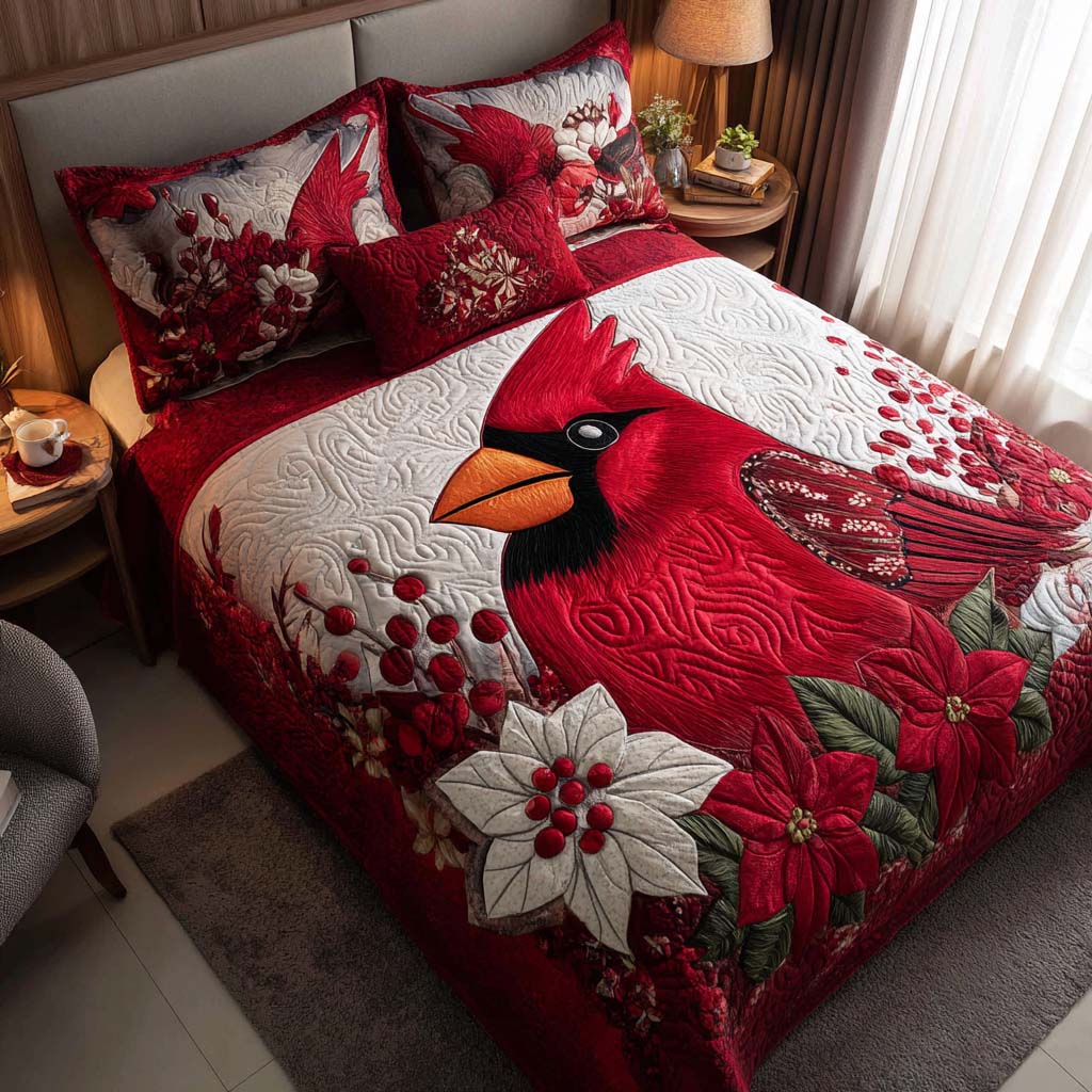 Cardinal Glow 3-Piece Quilted Bedding Set NCU0NT9900