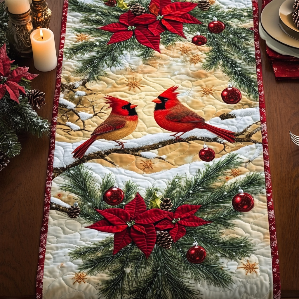 Cardinal Glow Quilted Table Runner NCU0VH079