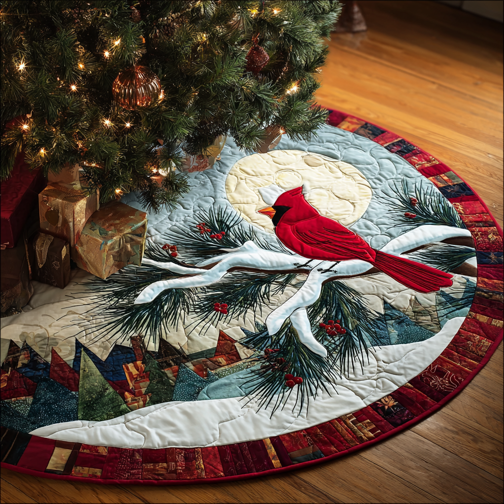 Cardinal Haven Christmas Quilted Tree Skirt NCU0DK10413