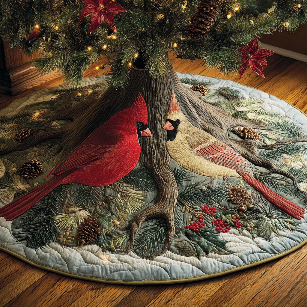 Cardinal Haven Christmas Quilted Tree Skirt NCU0DK11407