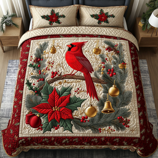 Cardinal Joy 3-Piece Quilted Bedding Set NCU0DK10067