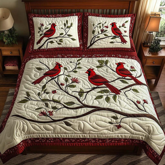 Cardinal Joy 3-Piece Quilted Bedding Set NCU0NT10433