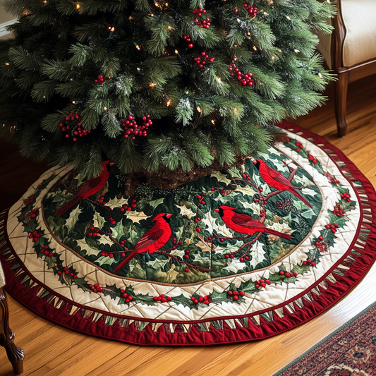 Cardinal Joy Christmas Quilted Tree Skirt NCU0VH274