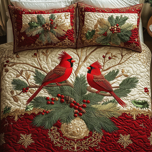 Cardinal Lantern 3-Piece Quilted Bedding Set NCU0DK10467