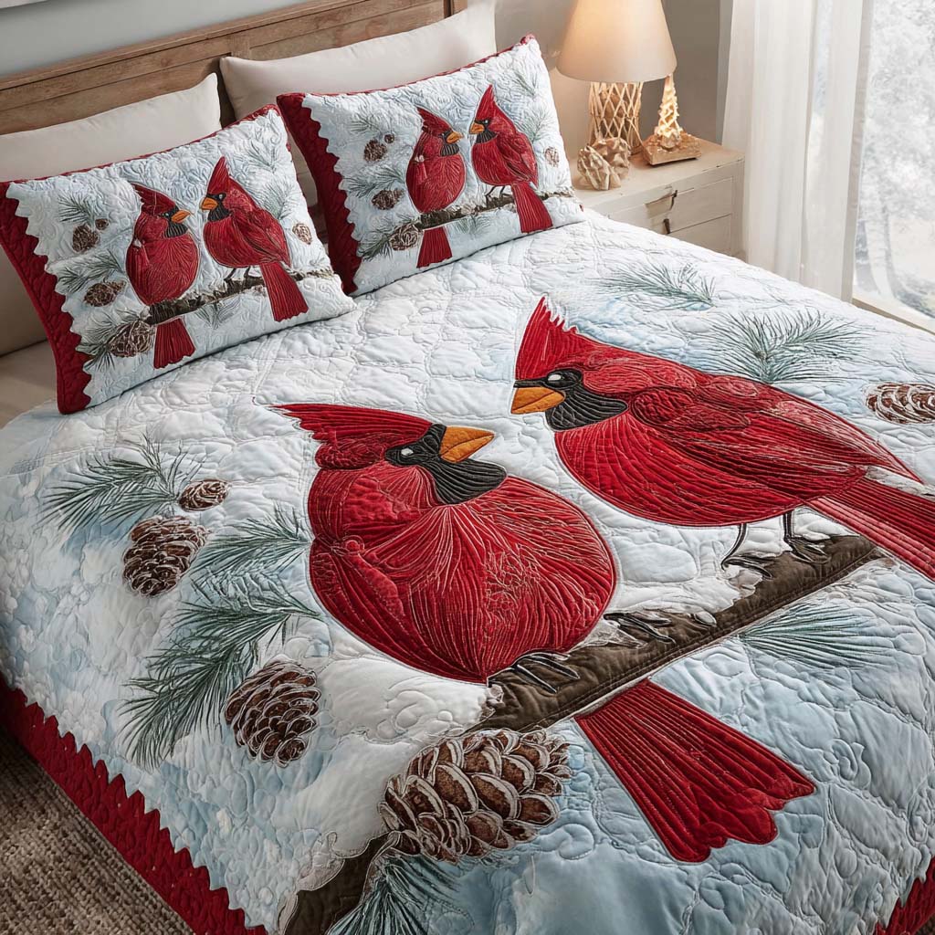 Cardinal Nest 3-Piece Quilted Bedding Set NCU0NT10436
