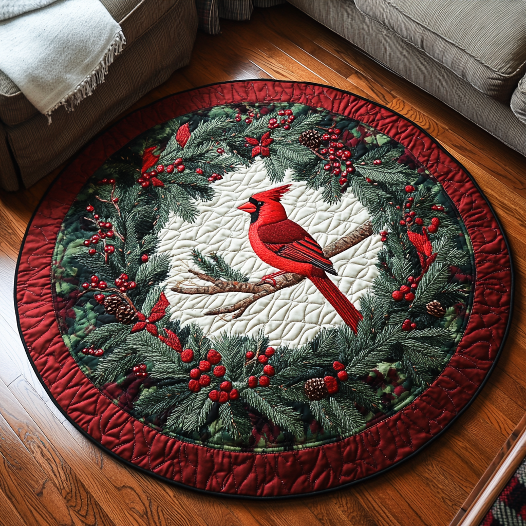 Cardinal Nest Quilted Round Mat NCU0DK9915