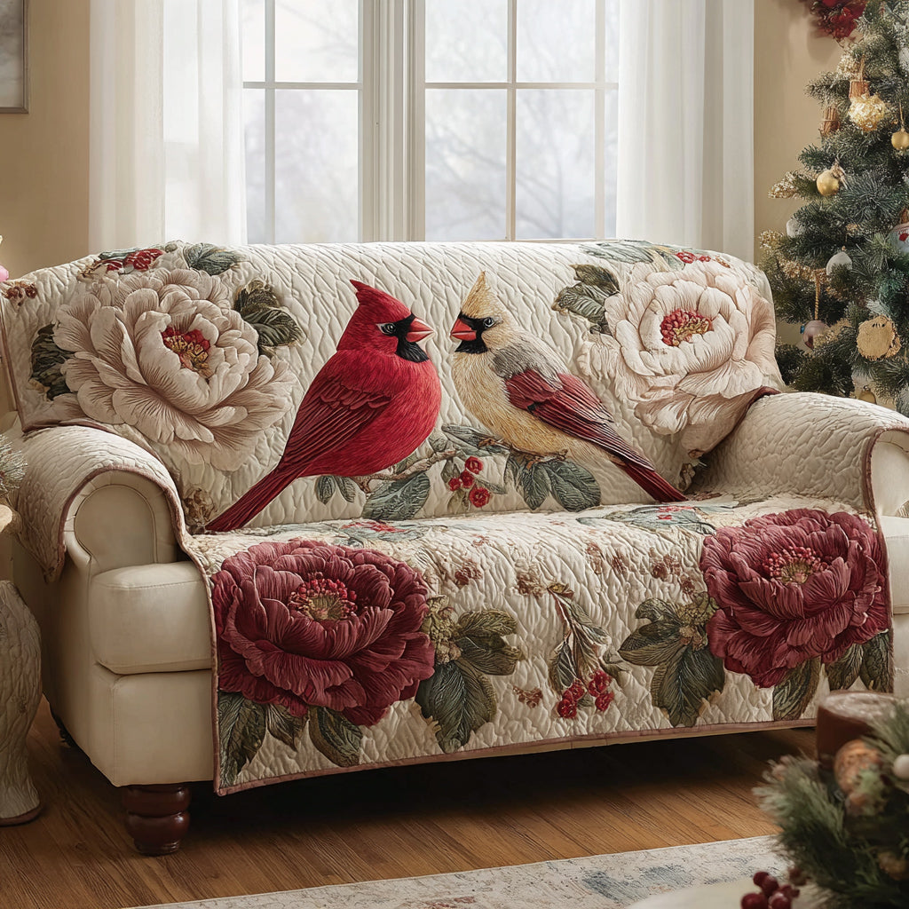 Cardinal Peony Paradise Quilted Sofa Cover NCU0HH1620