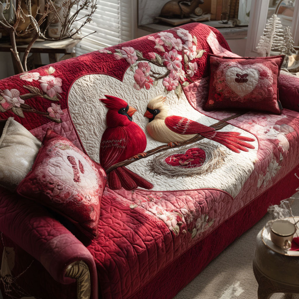 Cardinal Romance Quilted Sofa Cover NCU0PT10755