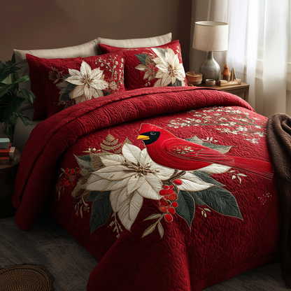 Cardinal Song 3-Piece Quilted Bedding Set NCU0DK11081