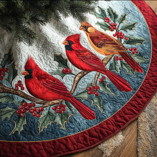 Cardinal Spirit Christmas Quilted Tree Skirt NCU0DK10411