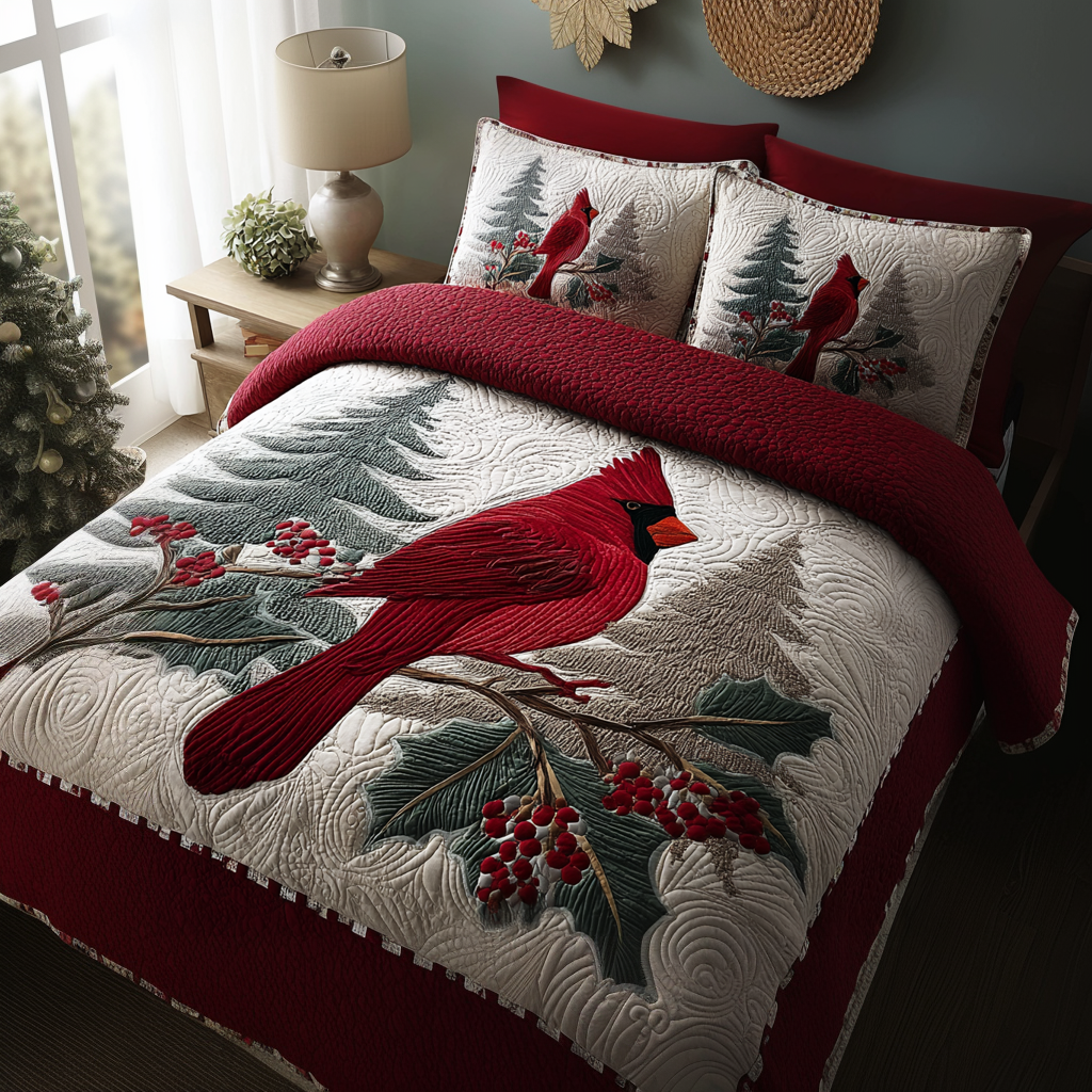 Cardinal Whisper 3-Piece Quilted Bedding Set NCU0DK11078
