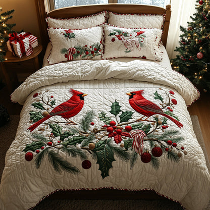 Cardinal Whispers 3-Piece Quilted Bedding Set NCU0DV8908