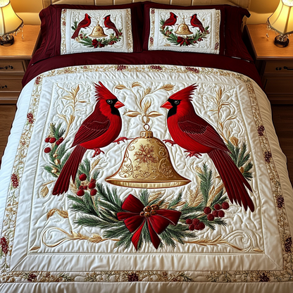 Cardinal Winter Garden 3-Piece Quilted Bedding Set NCU0DV1914