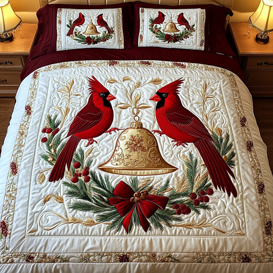Cardinal Winter Garden 3-Piece Quilted Bedding Set NCU0DV1914