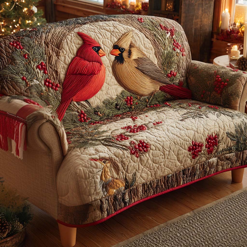 Cardinal Winter Nest Quilted Sofa Cover NCU0XD1672