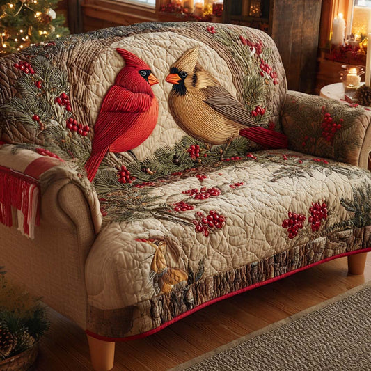 Cardinal Winter Nest Quilted Sofa Cover NCU0XD1672