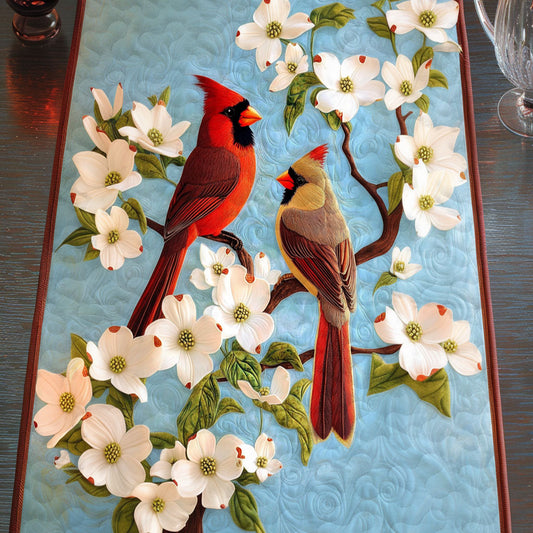 Cardinal and Flowers Quilted Table Runner NCU0NT6421