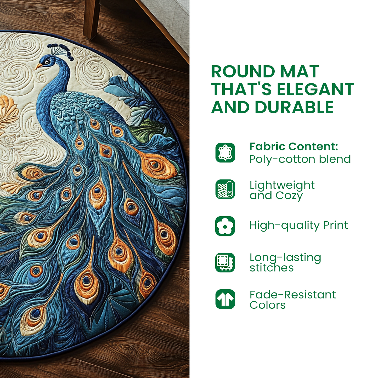 Coastal Turtle Drift Quilted Round Mat NCU0DK1146