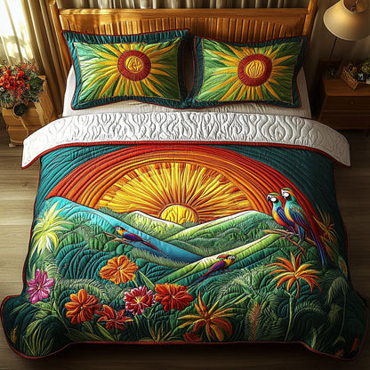 Caribbean Dreamscape 3-Piece Quilted Bedding Set NCU0PT4719
