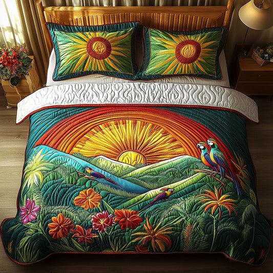 Caribbean Dreamscape 3-Piece Quilted Bedding Set NCU0PT4719