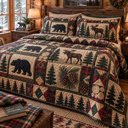 Caribou Mountain Haven 3-Piece Quilted Bedding Set NCU0PT12197