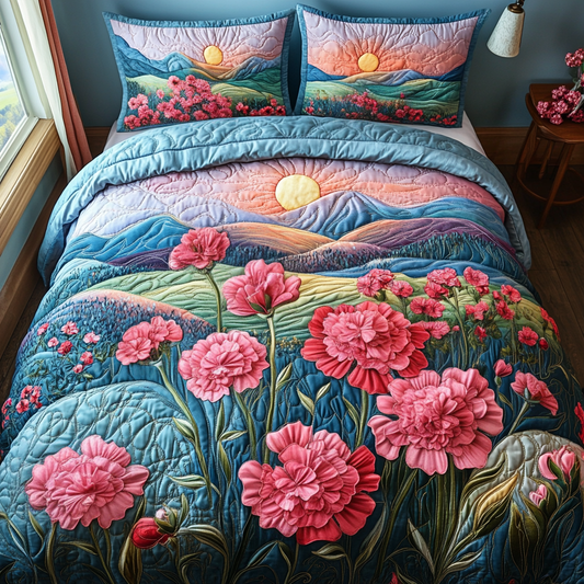 Carnation Dream 3-Piece Quilted Bedding Set NCU0DV5039