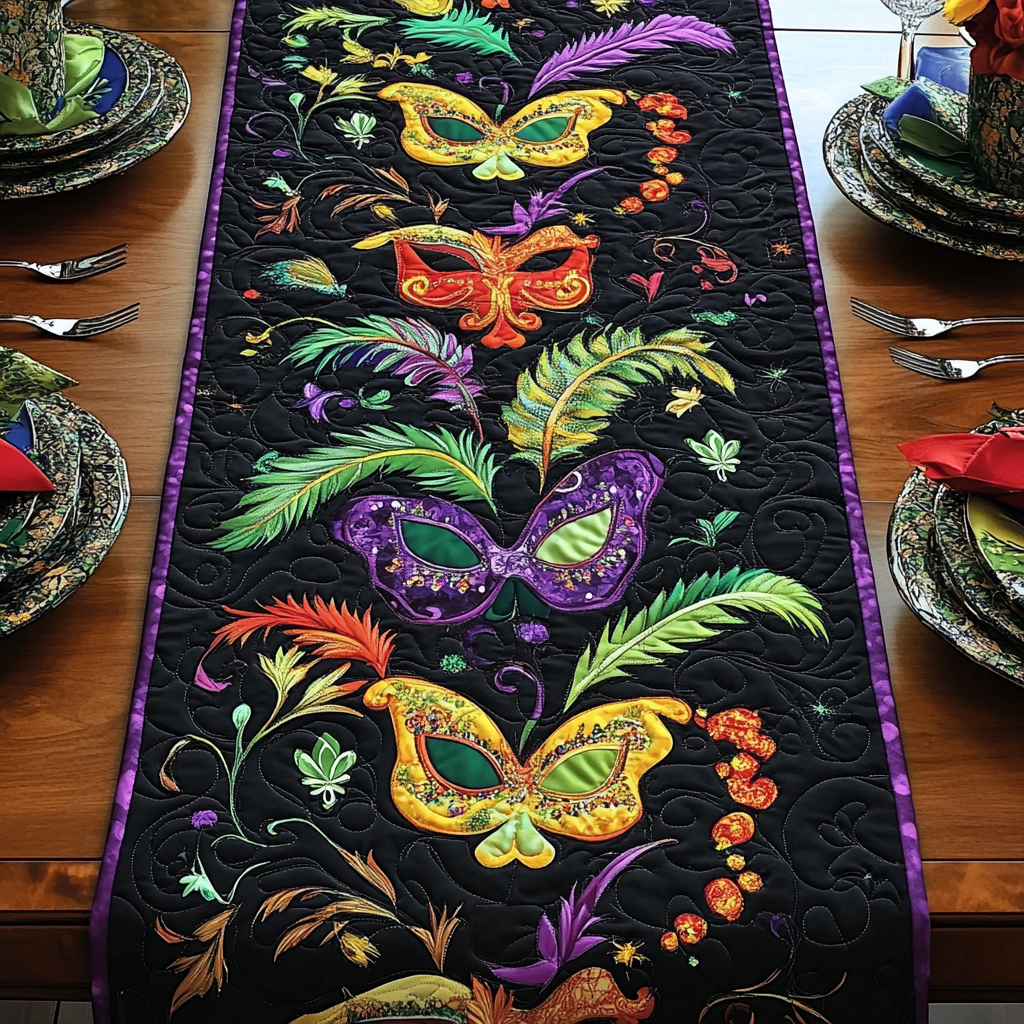 Mardi Gras Quilted Table Runner NCU0VT111