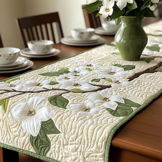 Carolina White Petals Quilted Table Runner NCU0PT6604