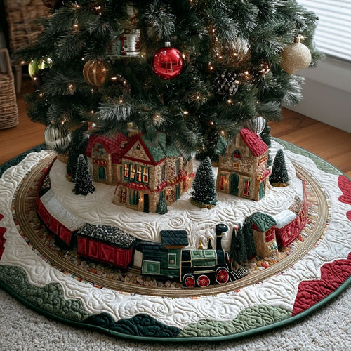 Caroling Caboose Christmas Quilted Tree Skirt NCU0PT10270