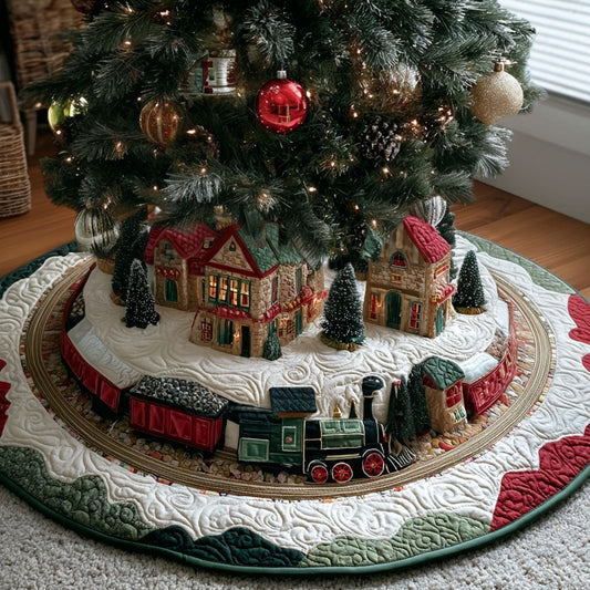 Caroling Caboose Christmas Quilted Tree Skirt NCU0PT10270