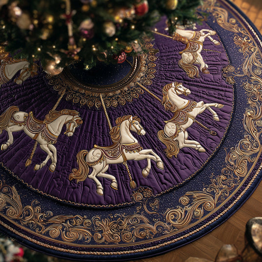 Carousel Horse Dream Quilted Christmas Tree Skirt NCU0HH859