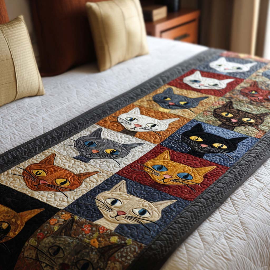 Cat Quilted Bed Runner NCU0VT264