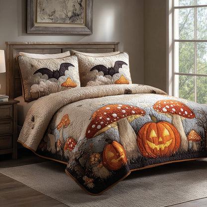 Carved Pumpkins 3-Piece Quilted Bedding Set NCU0VL3724