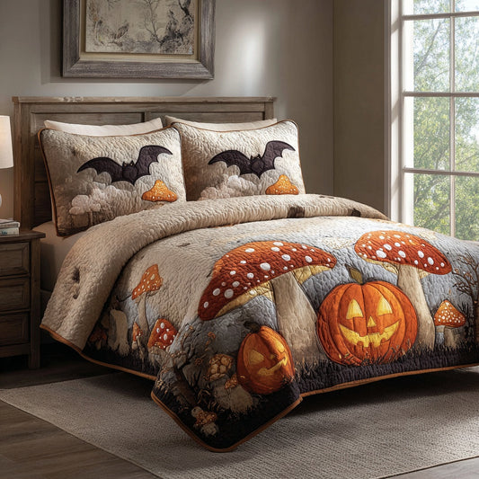Carved Pumpkins 3-Piece Quilted Bedding Set NCU0VL3724