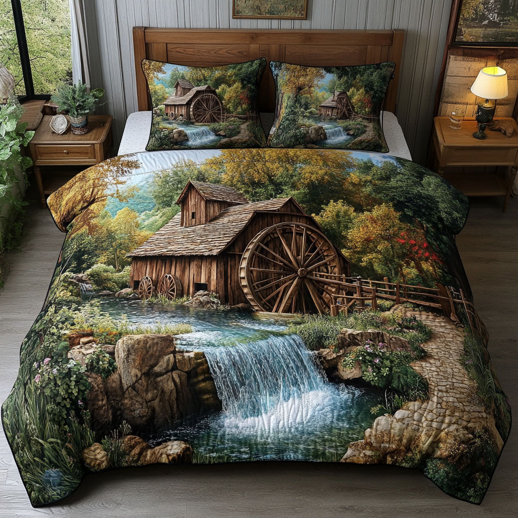 Cascading Mill Creek 3-Piece Quilted Bedding Set NCU0PT7012